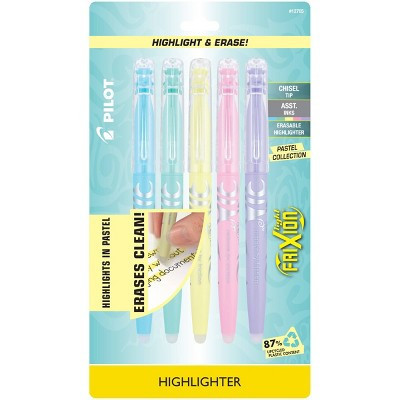 Pilot 5pk FriXion Light Pastel Erasable Highlighters Chisel Tip Multicolored Ink | Target