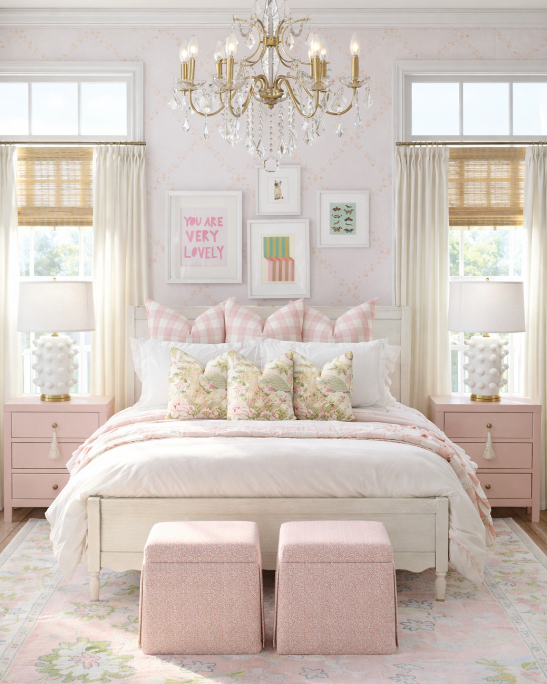 Soft pastels, vintage charm, and just the right amount of polish ✨💗

This bedroom is proof that sweet doesn’t have to mean basic. From the crystal chandelier to the blush accents and layered textures, every detail works together to create a space that feels timeless, cozy, and elevated.

The secret?
✔️ Balanced symmetry
✔️ Light-reflecting finishes
✔️ Soft patterns mixed with clean lines
✔️ A few statement pieces that do the heavy lifting

It’s feminine without feeling juvenile. Classic without feeling stuffy. And designed to grow with you.

Save this for bedroom inspiration 💭
Follow for more real-life ready designs you can actually recreate 🤍

#bedroominspo #interiordesignideas #girlybedroom #pasteldecor #classicinteriors #homedecorinspo #bedroomgoals #designinspiration #neutralhome #pinkdecor #cozyhome #homestyle #interiorstyling #beautifulhomes #dreambedroom 

 