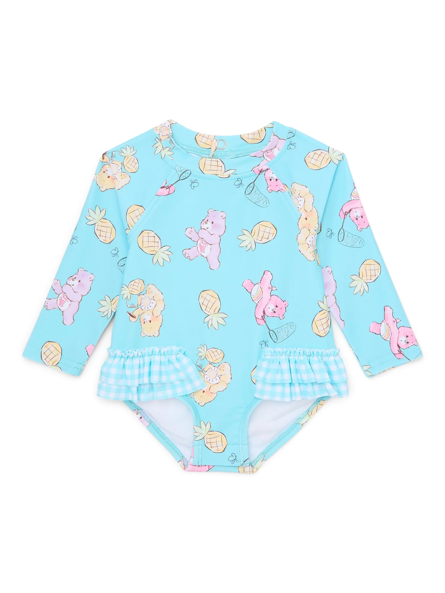 Character Baby Girl Long- Sleeve Ruffle Rash Guard Swimsuit, One- Piece, Sizes 0M-12M | Walmart (US)