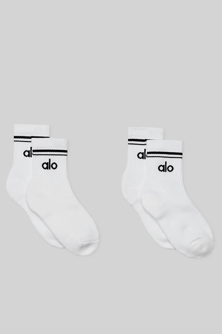 Unisex Half-Crew Throwback Sock (2 Pack) - White/Black | Alo Yoga