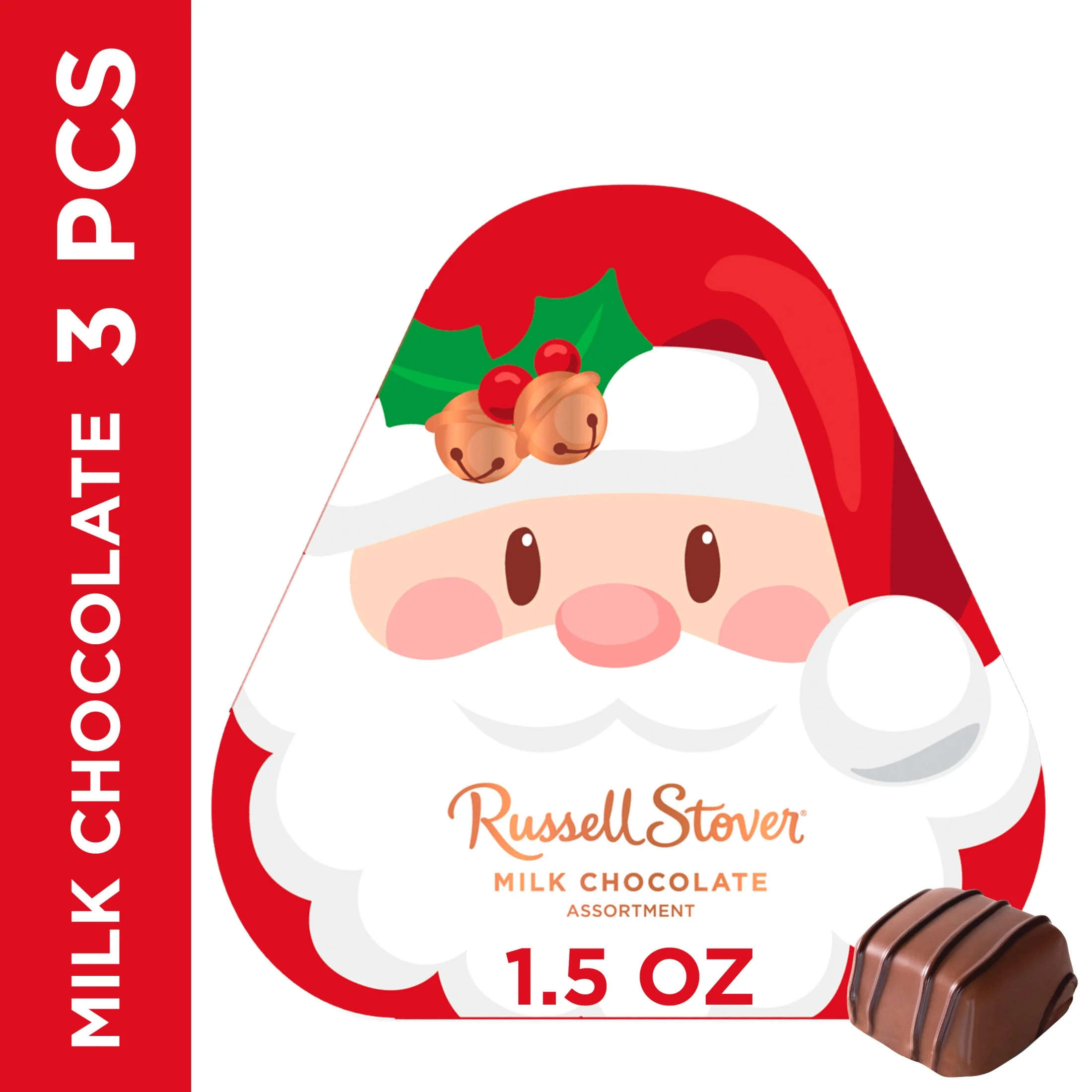RUSSELL STOVER Christmas Chocolates Santa Gift Box, Assorted Milk & Dark Chocolate, 1.5 oz. | Walmart (US)