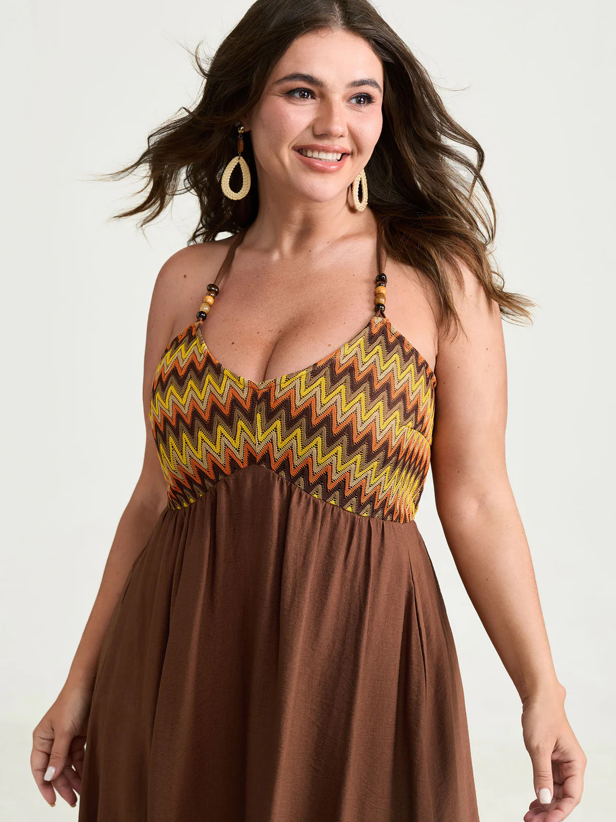 Wavy Stripes Color Contrast Midi Cami Dress | Bloomchic