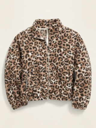 Cropped Mock-Neck Sherpa Jacket for Girls | Old Navy (US)