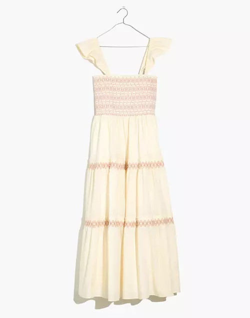 Lucie Smocked Tiered Midi Dress | Madewell