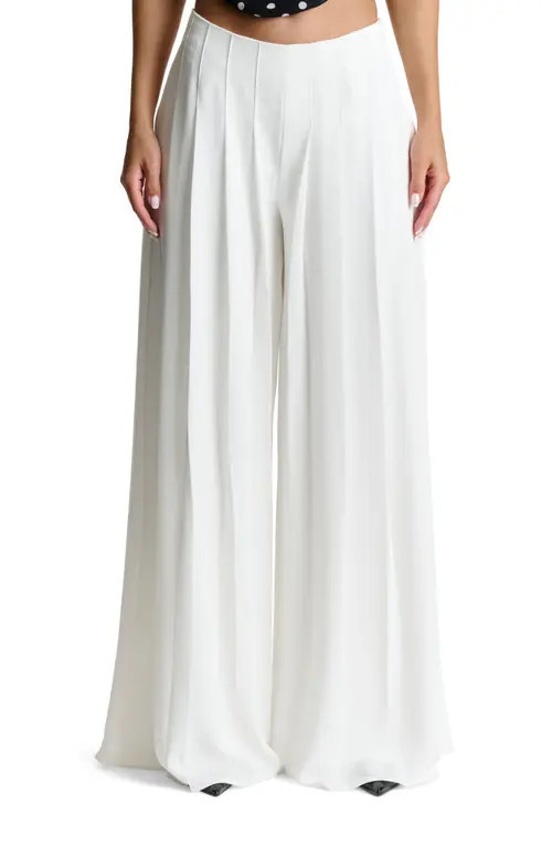 Naked Wardrobe Pleated Wide Leg Pants in White at Nordstrom, Size Large | Nordstrom