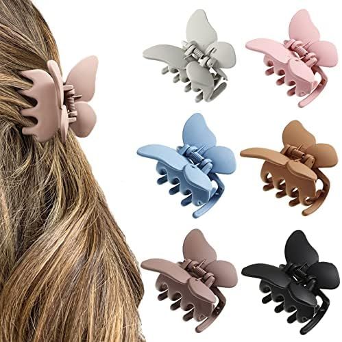 Amazon.com: 6PCS Butterfly Hair Claw Clip - 2 Inch Butterfly Claw Hair Clips for Women Girls Smal... | Amazon (US)