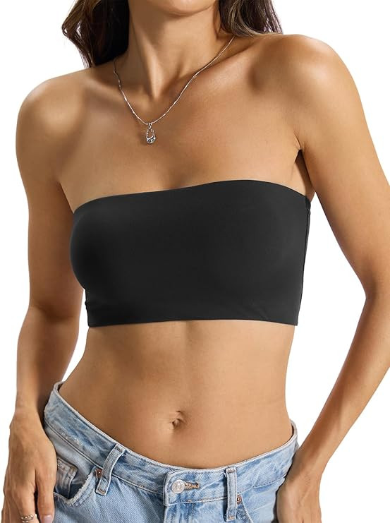 Womens Double Lined Tube Tops Crop Tank Top Non-Padded Strapless Bandeau Shirts Sexy Going Out To... | Amazon (US)
