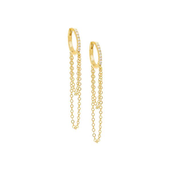 Pavé Long Chain Huggie Earring | Adina Eden