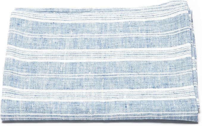 LinenMe, Blue/White Linen Multi Stripe Bath Towel, 39 by 57-Inch, Standard | Amazon (US)