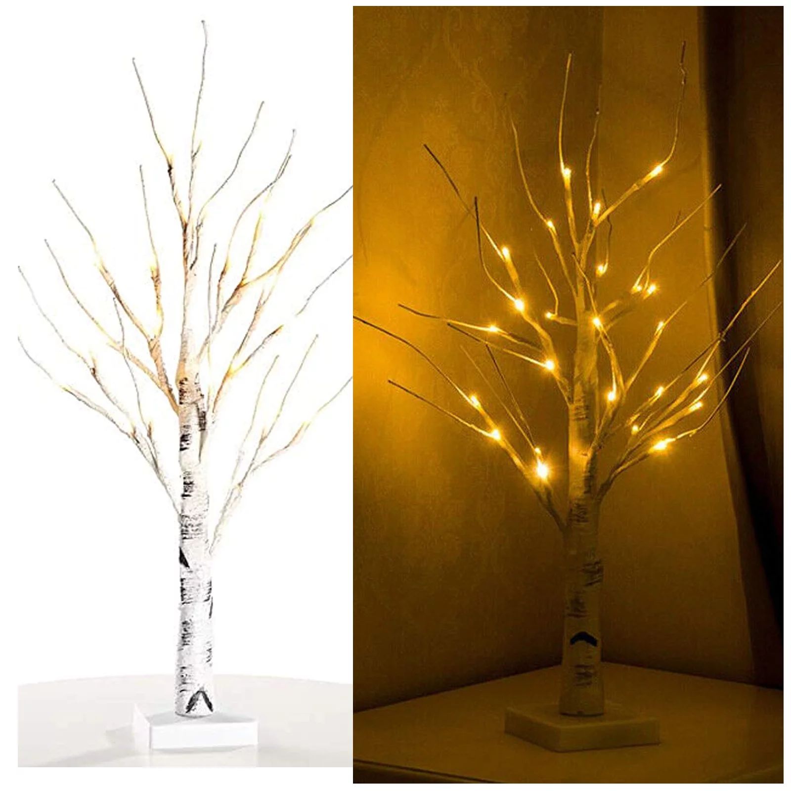 Afunbaby Easter White Tree with with 24 Warm LEDs , Battery Operated LED White Light Silver Birch... | Walmart (US)