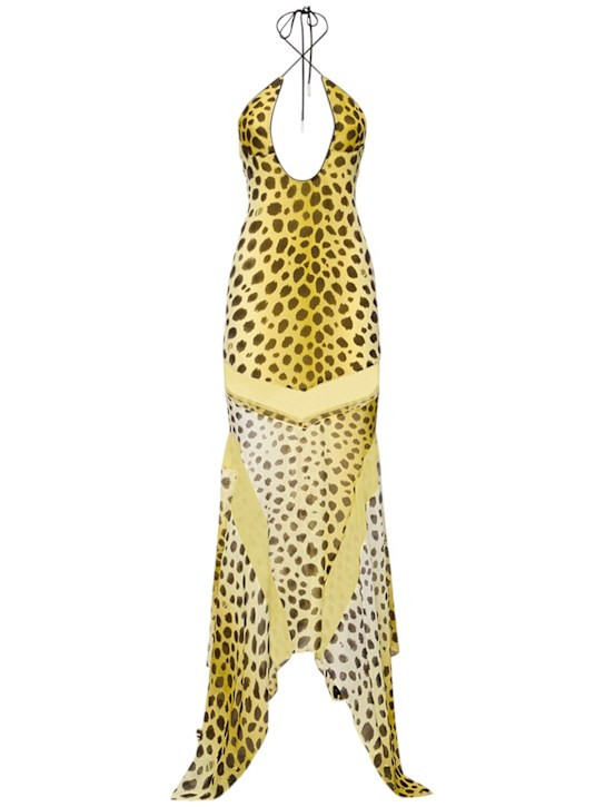 Saskia printed georgette long dress | Luisaviaroma