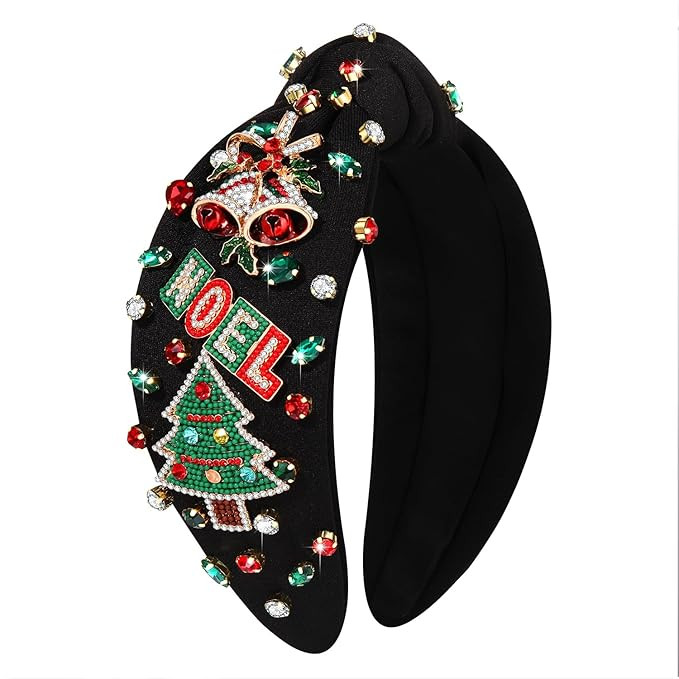 ZOLEAROPY Christmas Snowflake Headband - NOEL Rhinestone Crystal Jeweled Knotted Winter Holiday P... | Amazon (US)