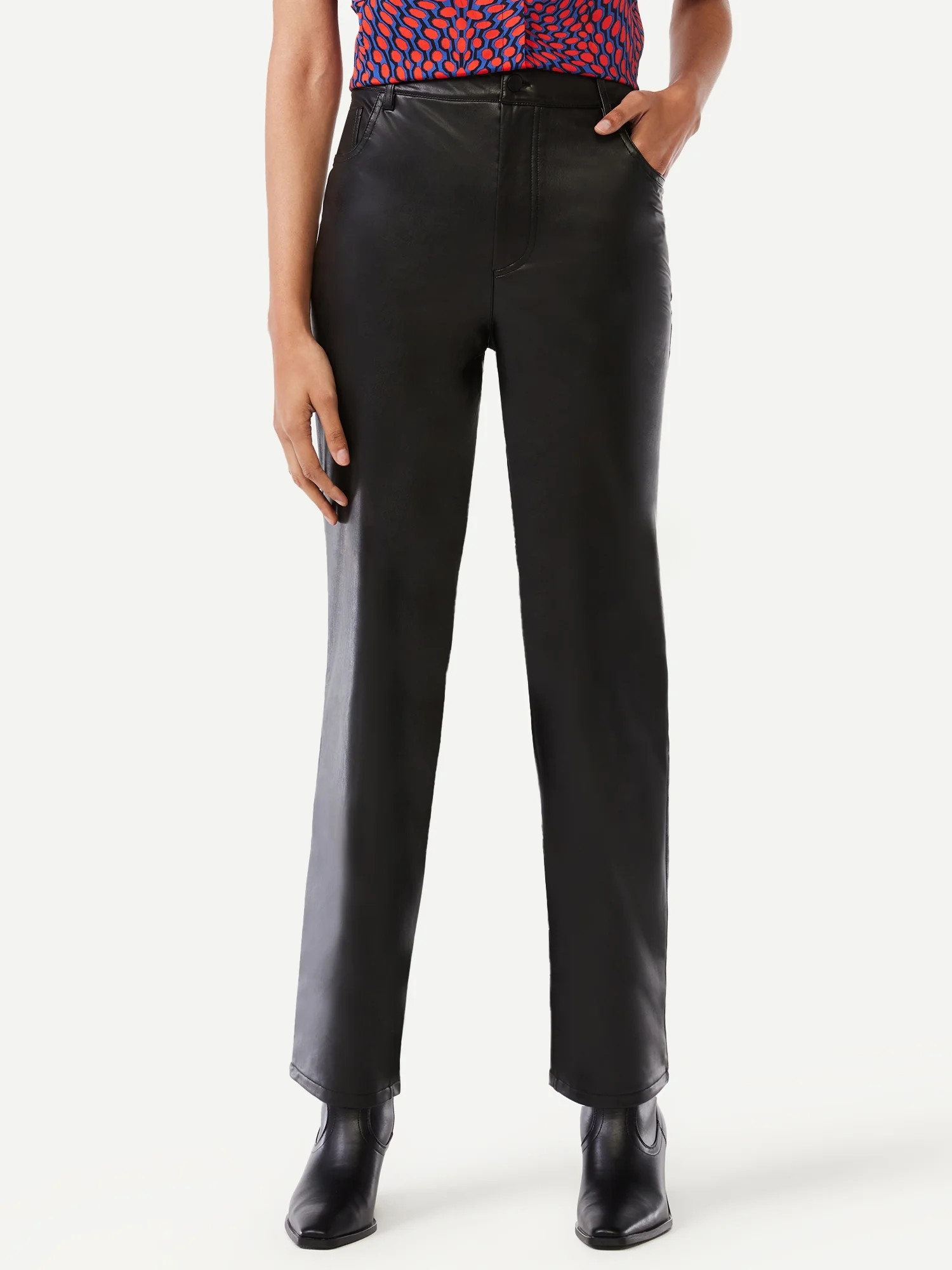 Scoop Women's Faux Leather Relaxed '90s Pants | Walmart (US)