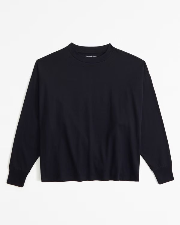 Women's Essential Premium Polished Long-Sleeve Oversized Tee | Women's Tops | Abercrombie.com | Abercrombie & Fitch (US)