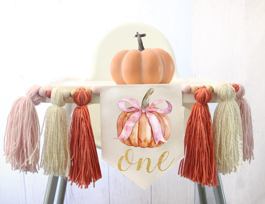 Pink Pumpkin High Chair Banner: Girly First Birthday Decoration - Etsy | Etsy (US)