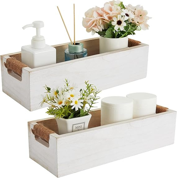 Queekay 2 Pieces Bathroom Decor Box Wooden Toilet Tank Basket Toilet Paper Holder Bathroom Kitche... | Amazon (US)