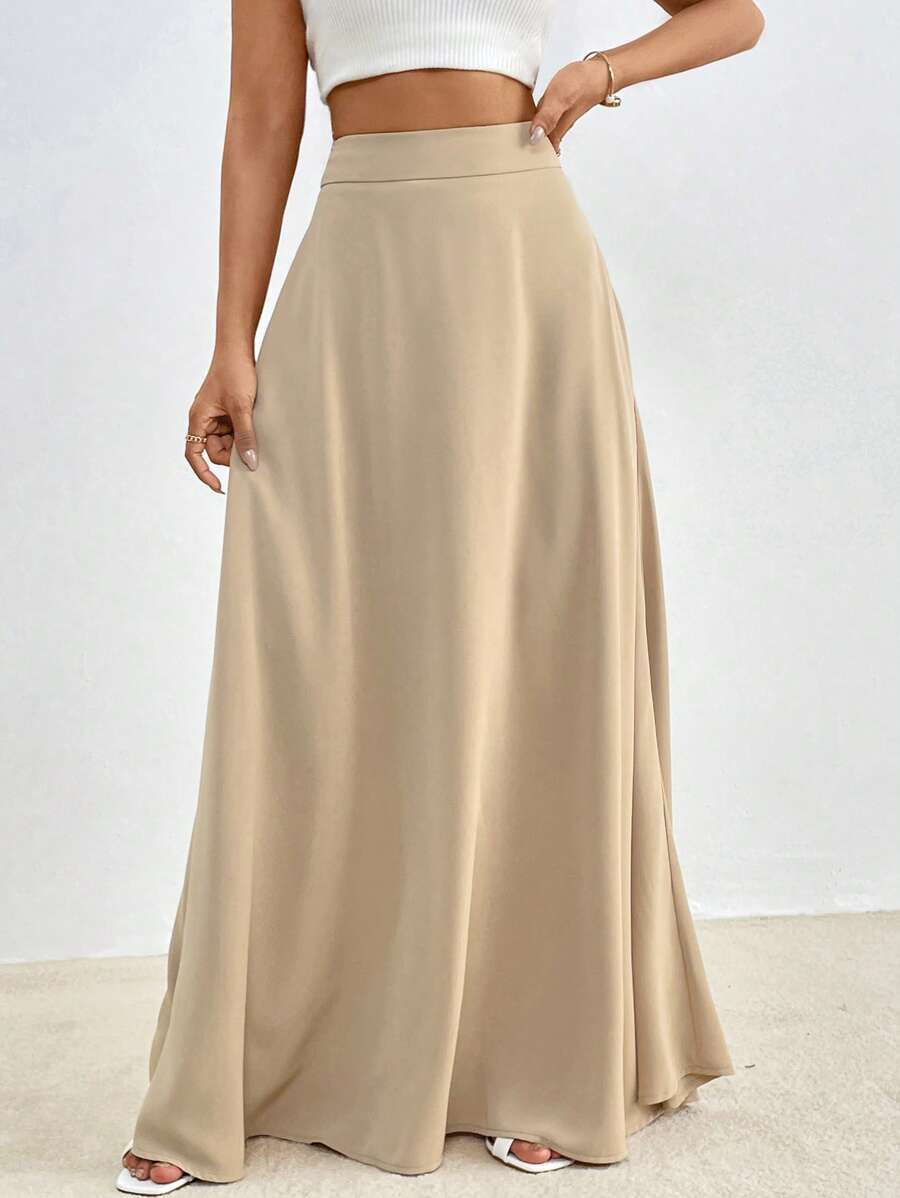 Firerie Solid High Waist Maxi Skirt | SHEIN