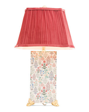 25in Floral Pattern Table Lamp With Pleated Shade | Bedroom | Marshalls | Marshalls