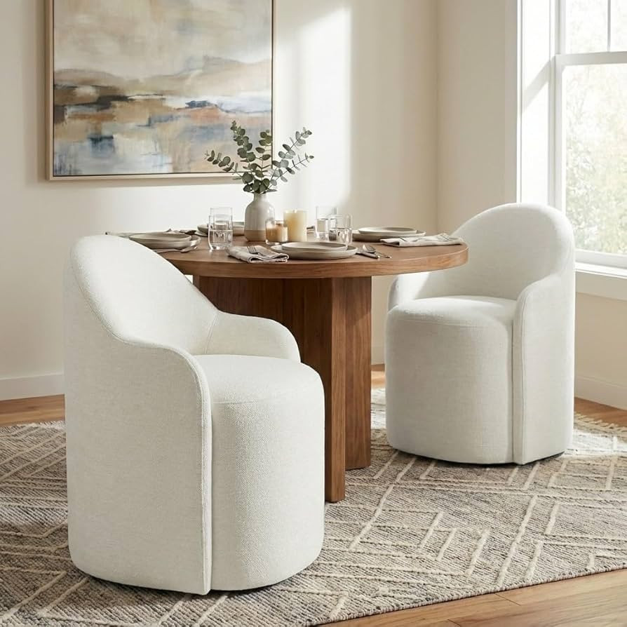 KISLOT Upholstered Dining Chairs with Casters, No Assembly Modern Dining Room Chairs Accent Vanit... | Amazon (US)