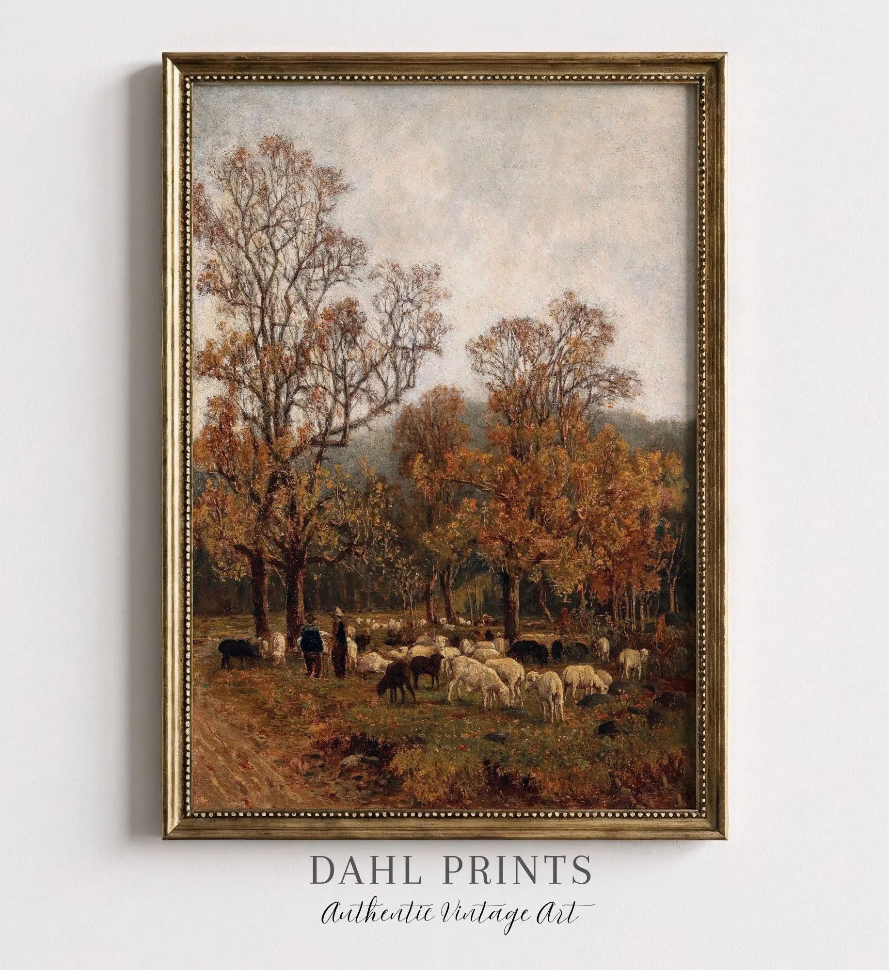 Vintage Fall Sheep Landscape Art Print: Rustic Autumn Trees Painting PRINTABLE, Country Scenery Farmhouse Wall Decor (Digital Download) | Etsy (Global)