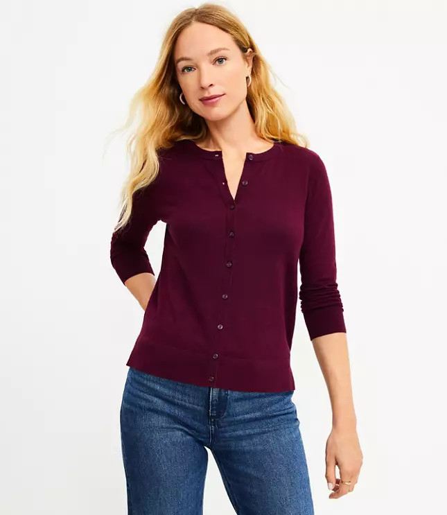 Crew Neck Cardigan | LOFT