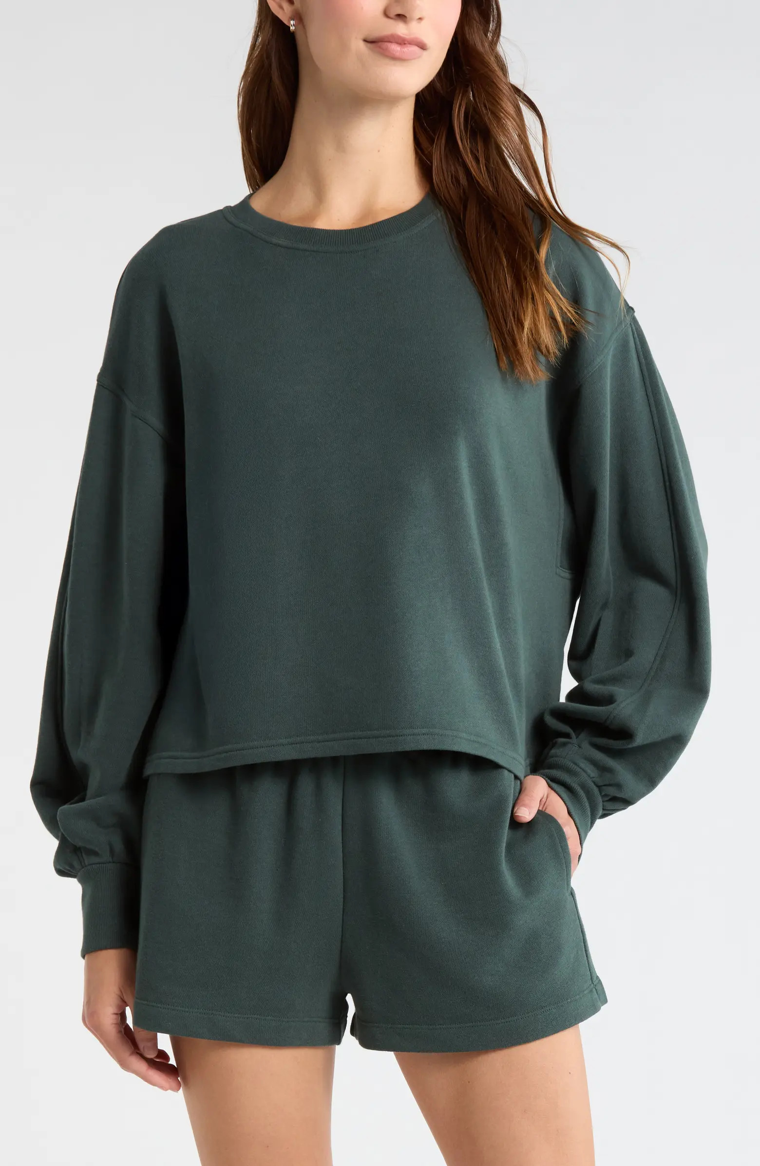 Zella Go Easy French Terry Crewneck Sweatshirt | Nordstrom | Nordstrom