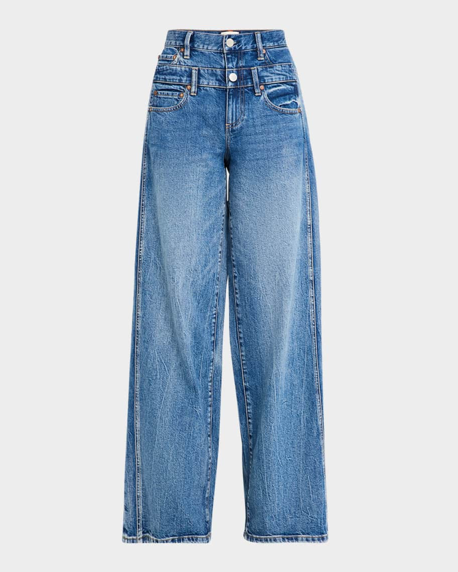 Alice + Olivia High-Rise Double Waistband Cool Jeans | Neiman Marcus