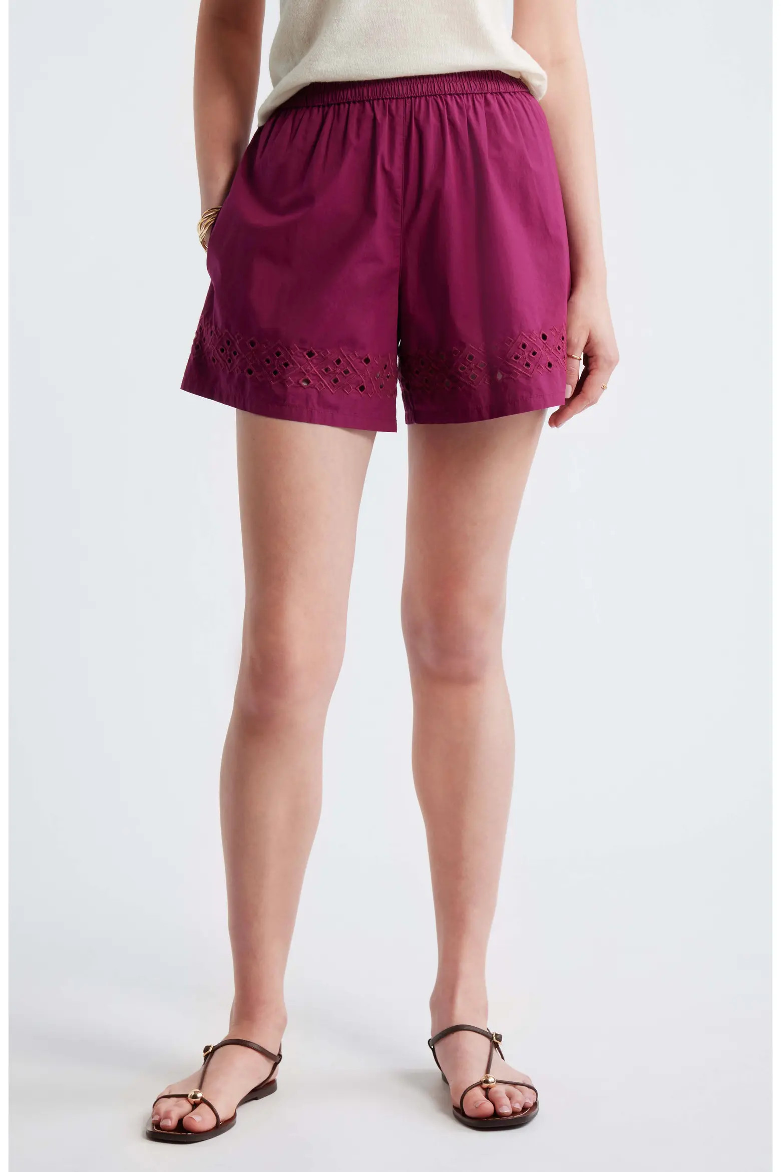Embroidered Poplin Shorts (Women) | Nordstrom | Nordstrom