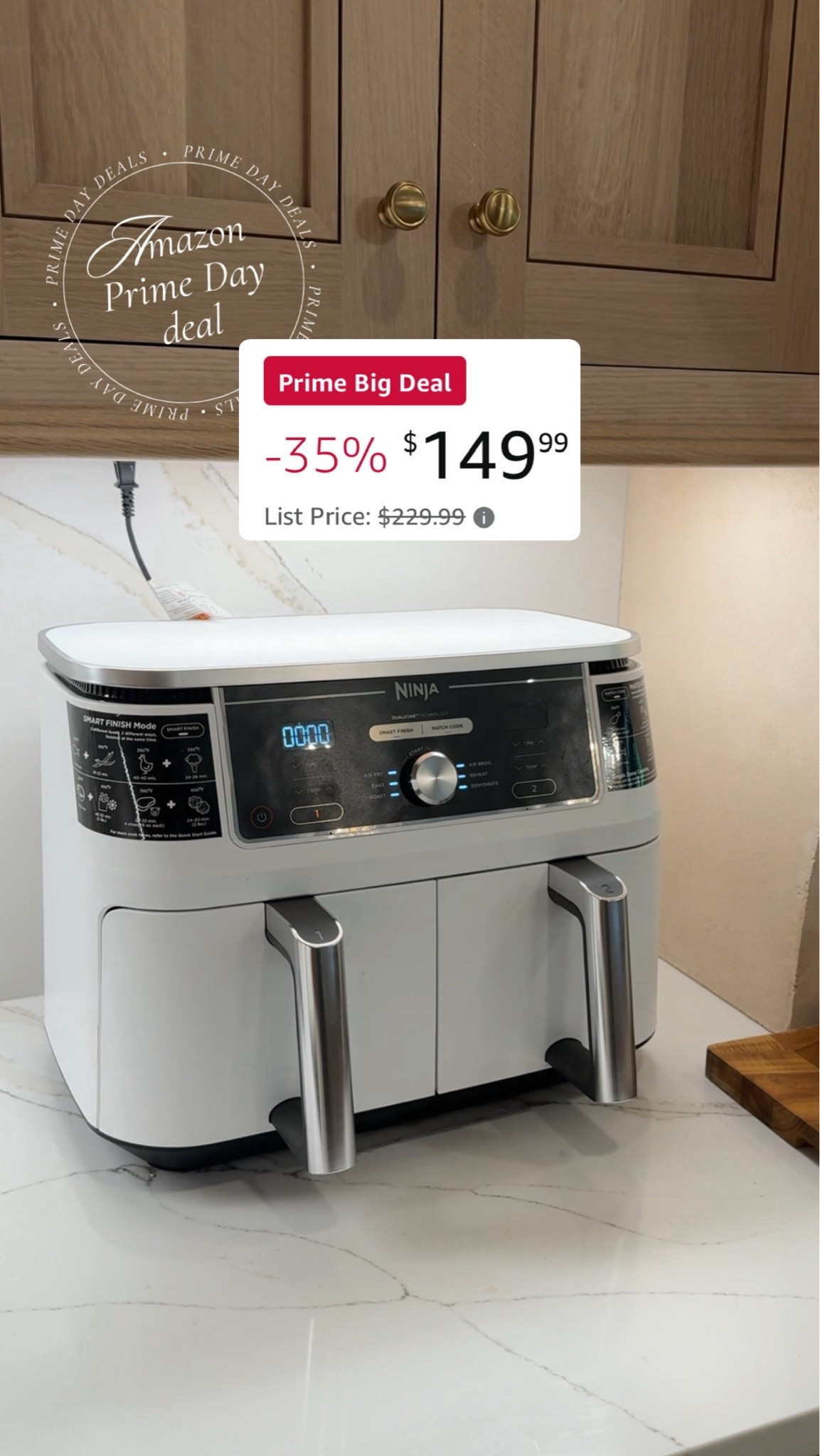 Our dual airfryer is a part of Amazon Prime Big Deal Days, almost 30% off! We use this so much, and it makes cooking two separate things (like meat + veggie) at the same time!