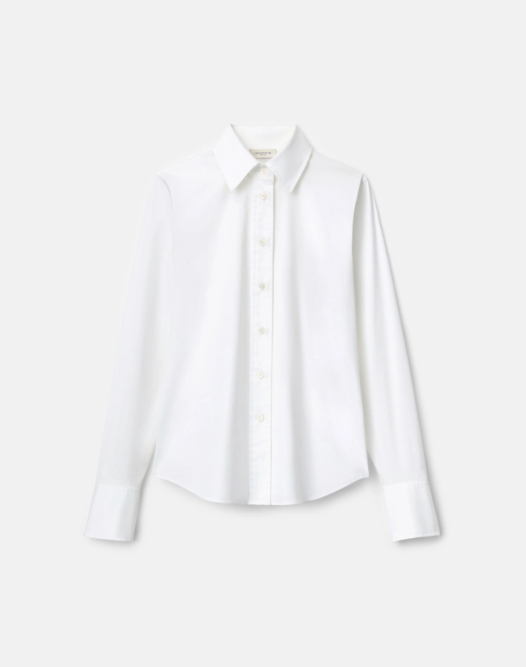 Stretch Cotton Button Front Slim Shirt | Lafayette 148 New York