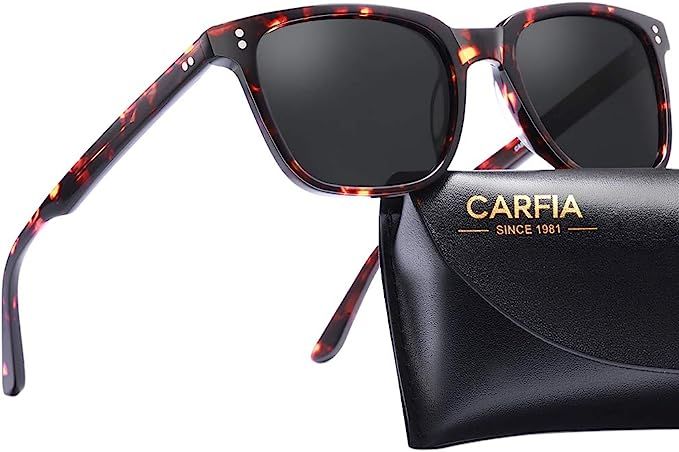 Carfia Chic Retro Polarized Sunglasses for Women & Men UV400 Protection Hand-Polished Acetate Fra... | Amazon (US)