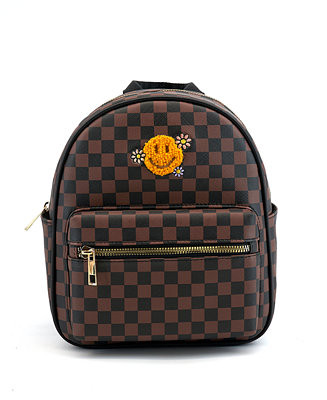 LIKE DREAMS Smiley Checkered Charm Backpack - Macy's | Macy's