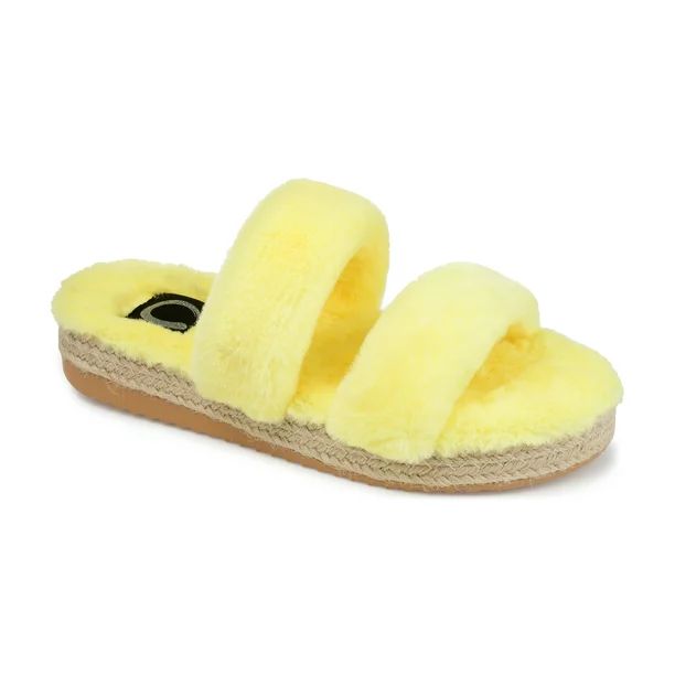 Brinley Co. Womens Faux Fur Espadrille Slipper | Walmart (US)