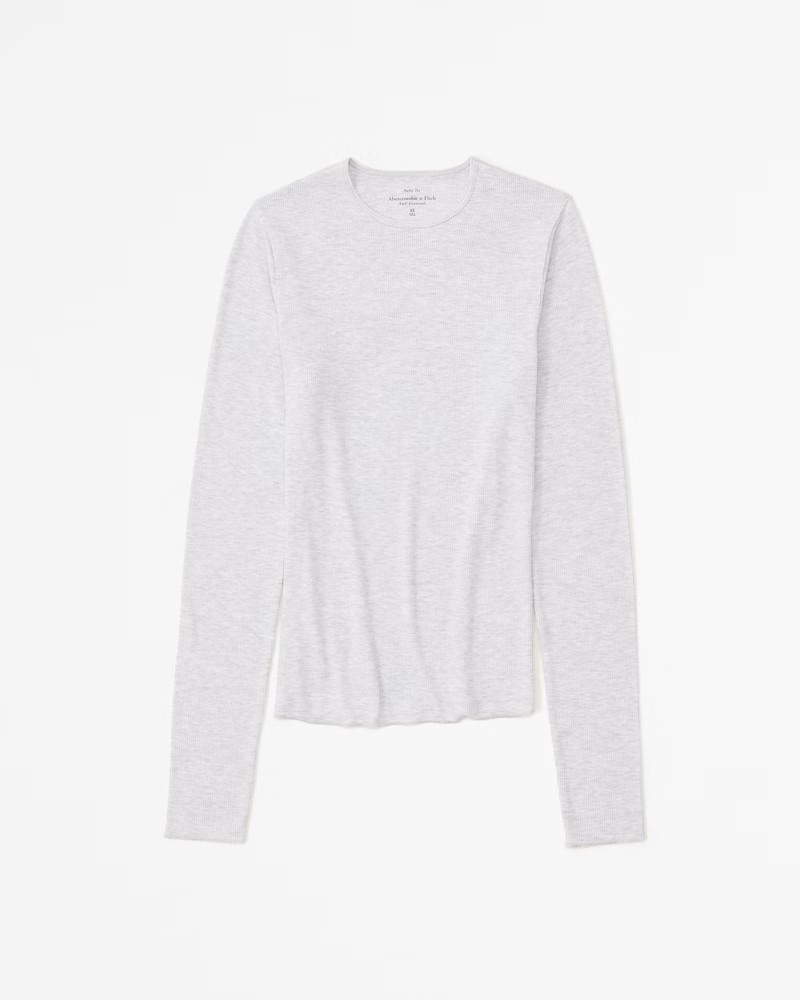 Women's Essential Long-Sleeve Featherweight Rib Tuckable Top | Women's Tops | Abercrombie.com | Abercrombie & Fitch (US)