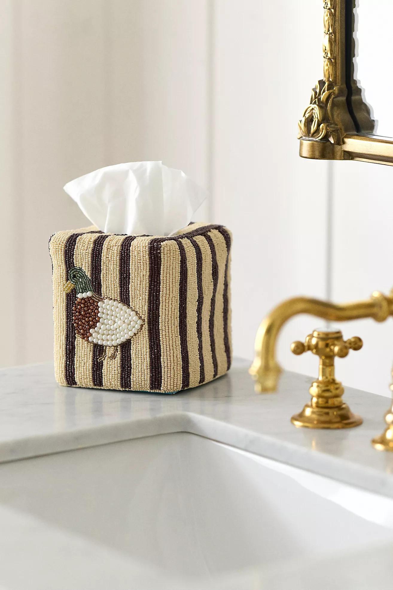Duck Icon Beaded Tissue Box Cover | Anthropologie (US)