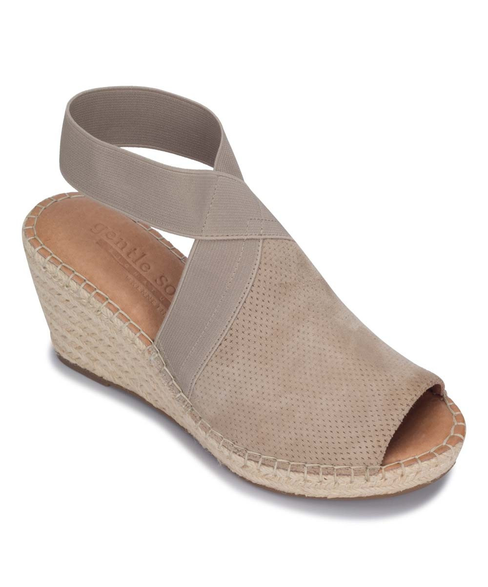 Gentle Souls by Kenneth Cole Women's Sandals Mushroom - Mushroom Colleen Suede Wedge Sandal - Women | Zulily