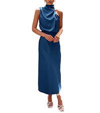 PRETTYGARDEN Women's 2024 Summer Satin Dress Elegant Sleeveless Mock Neck Cocktail Party Maxi Dre... | Amazon (US)