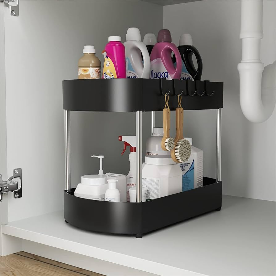 JZVXX Under sink organizers and storage, Bathroom kitchen cabinet organizer, Anti Rust- Hydrophob... | Amazon (US)