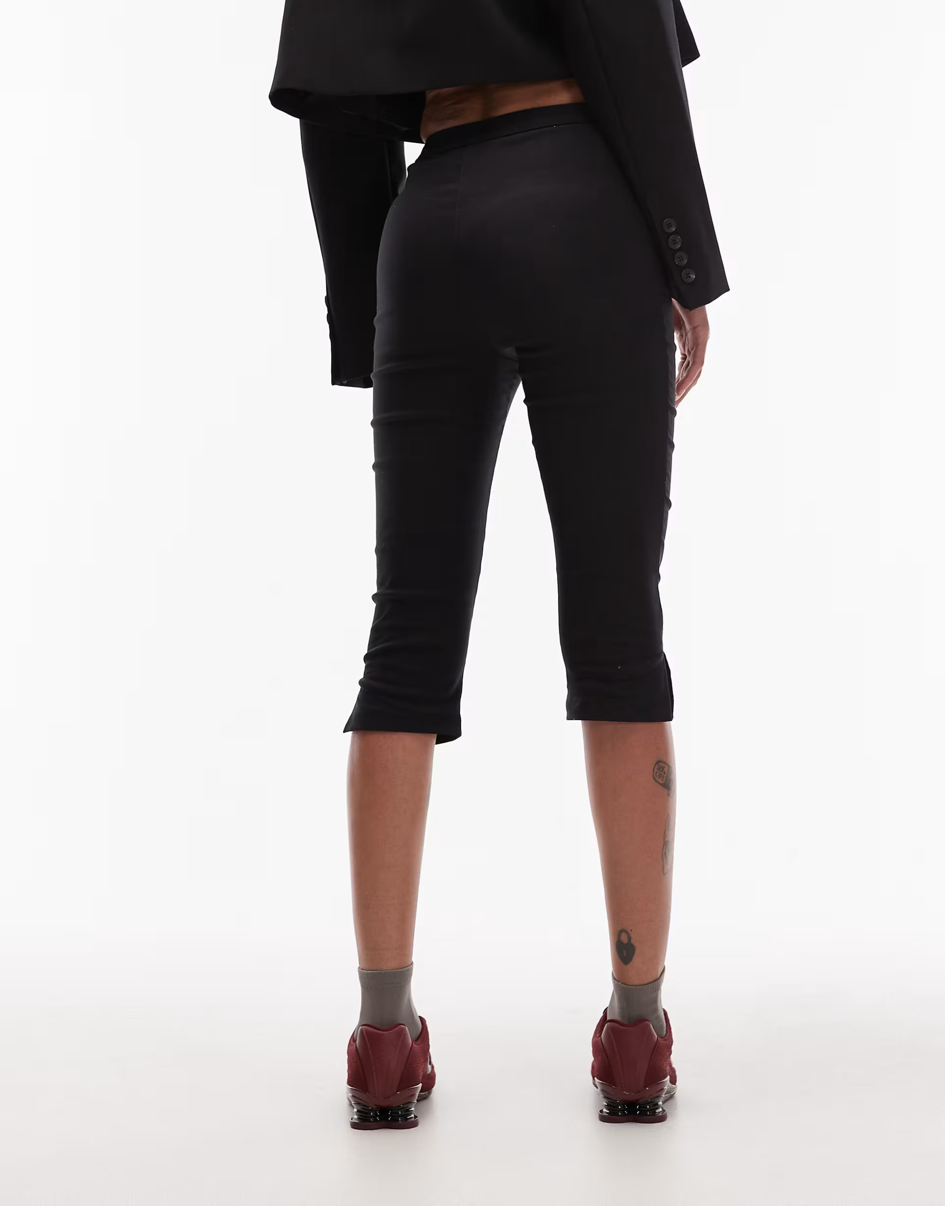 ASOS DESIGN seam detail split capri trouser in black | ASOS (Global)