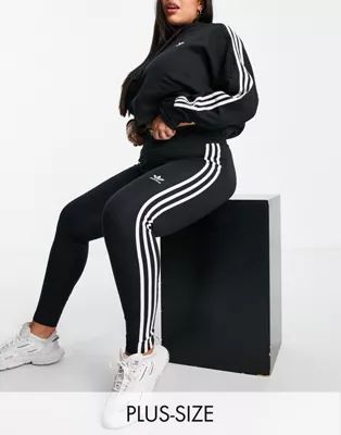 adidas Originals Plus three stripe leggings in black | ASOS | ASOS (Global)