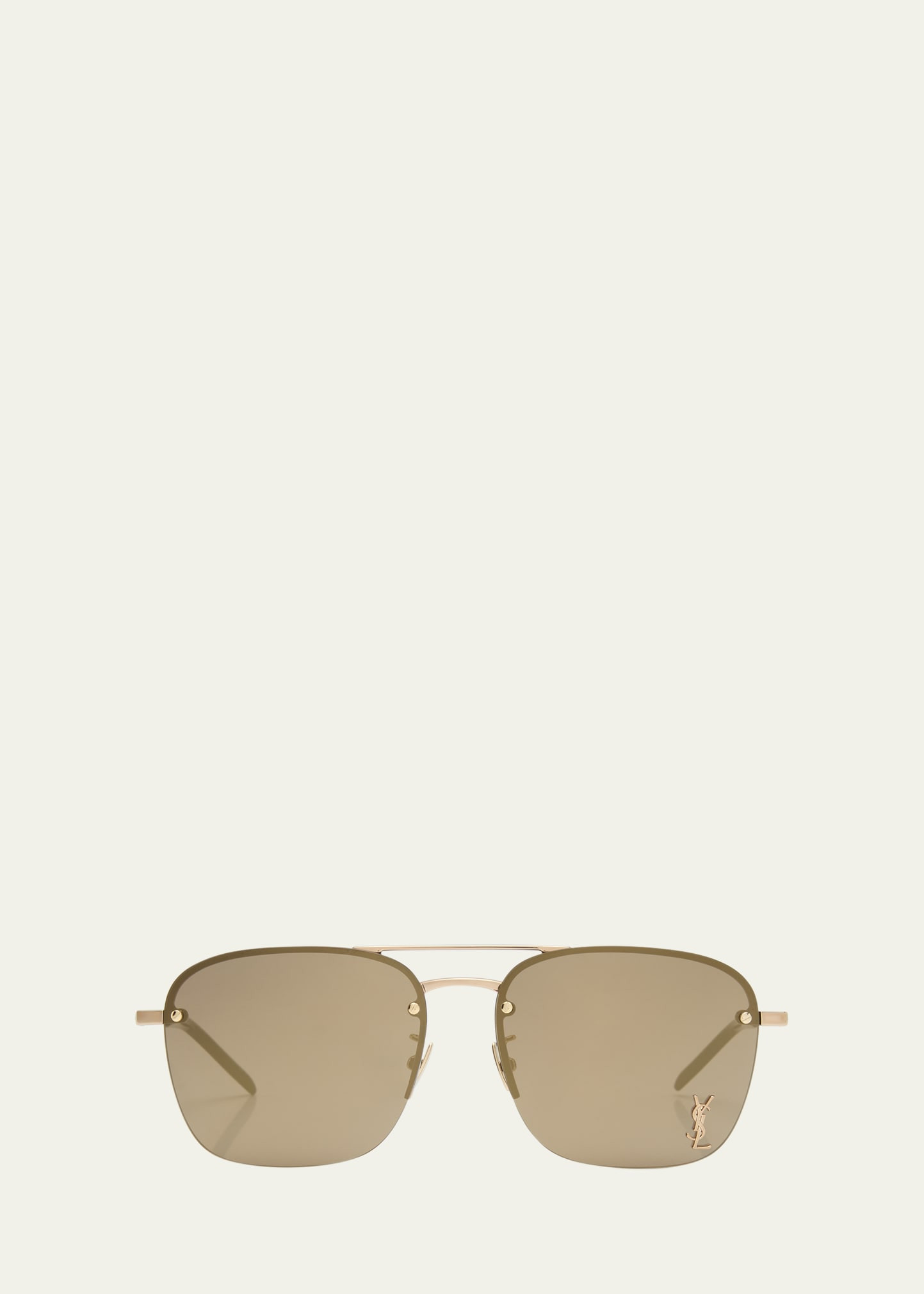 Saint Laurent Raised YSL Metal Aviator Sunglasses | Bergdorf Goodman