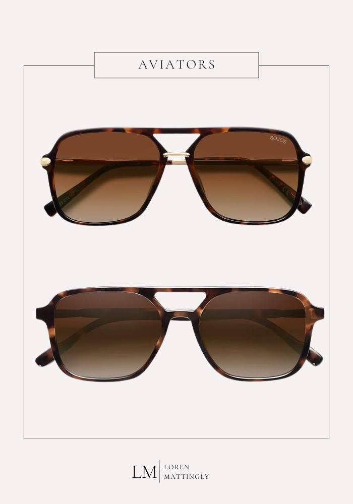 Aviators are my forever sunglass and these two tortoise options from SOJOS on Amazon are so good for the price, I had to link them both because I couldn't pick just one.

Both under $30 and they look way more expensive than that. Linked for you! 🤍 

xo, Loren

#sunglasses #sunnies #aviators