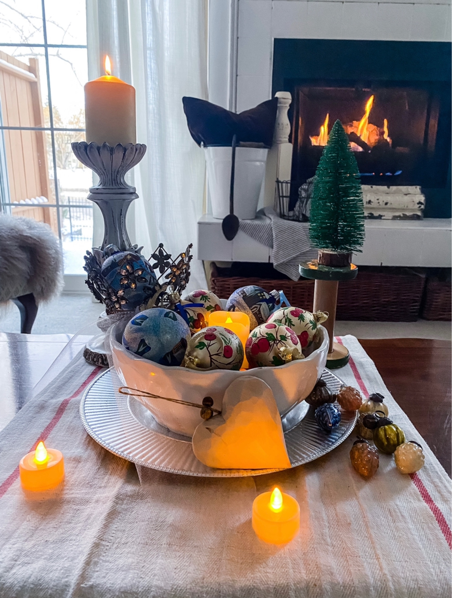 Shop my home! I decorated my coffee table with vintage hand painted ornaments in a vintage ironstone bowl topped with a whimsical crown, layered with vintage mercury ornaments on a farmhouse tea towel! I have linked similar items here for you to enjoy as well!!🎄♥️

#LTKstyletip #LTKHoliday #LTKhome