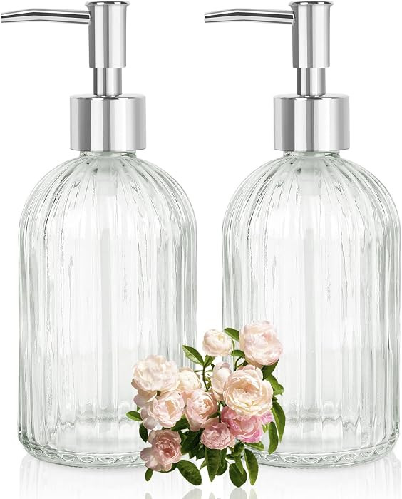 Glass Soap Dispenser with Plastic Pump, Hand Soap Dispenser for Hand Wash, Lotion Dispenser for D... | Amazon (US)