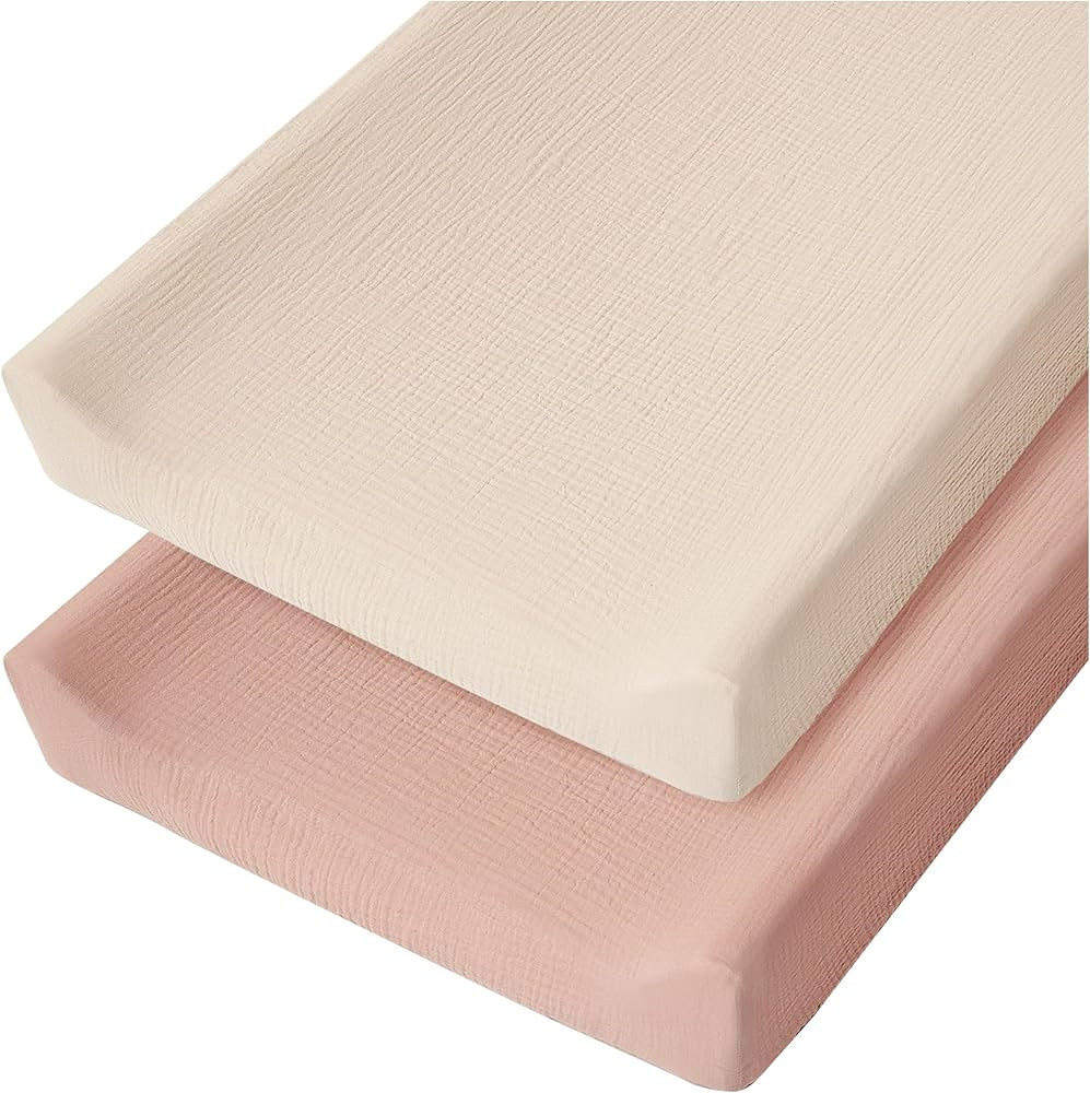 Konssy Muslin Changing Pad Cover for Baby Girls Boys, 100% Cotton Fitted Diaper Chang Table Cover... | Amazon (US)