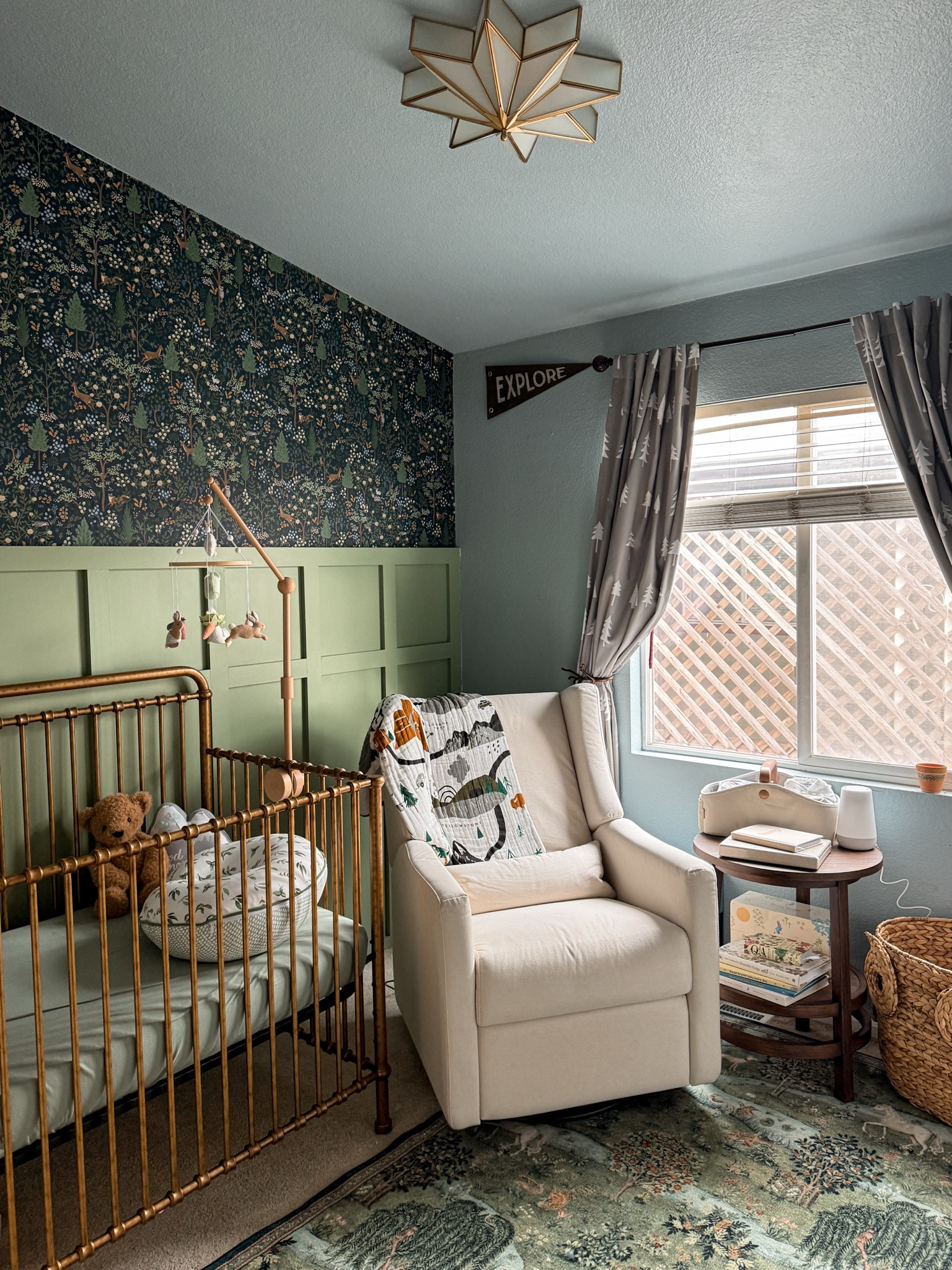 Our baby’s vintage woodland nursery is almost complete. We’re just waiting on him! 🧺🌲🦌🩵

#LTKFamily #LTKBump #LTKBaby
