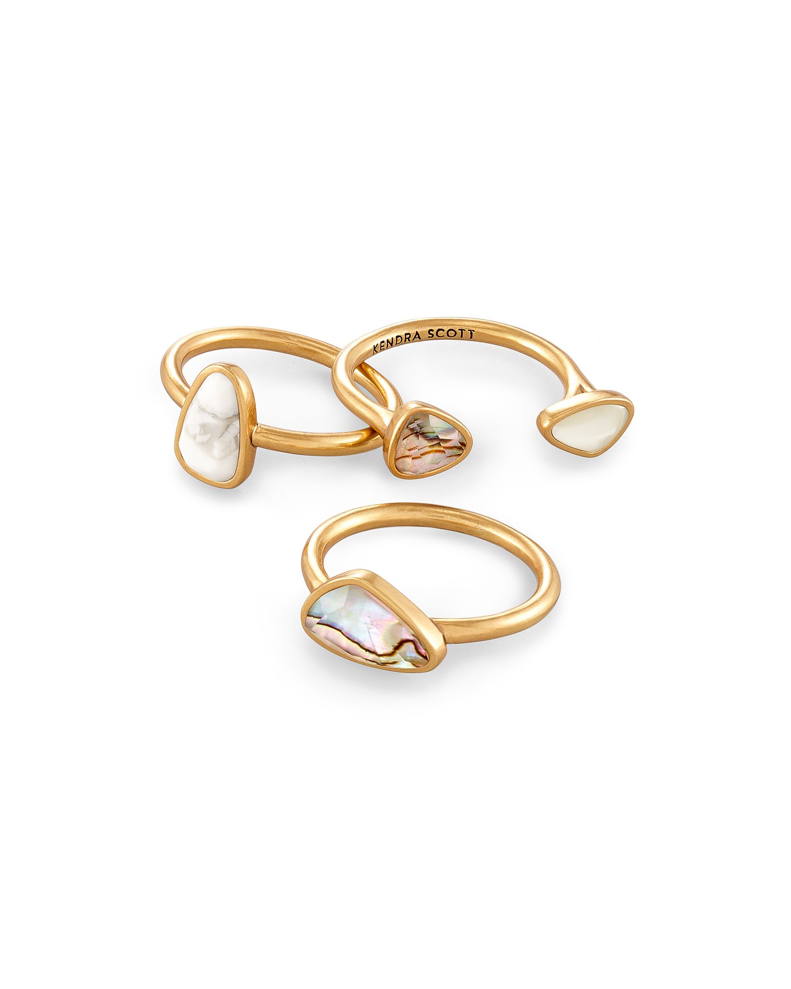 Ivy Vintage Gold Ring Set of 3 in White Mix | Kendra Scott