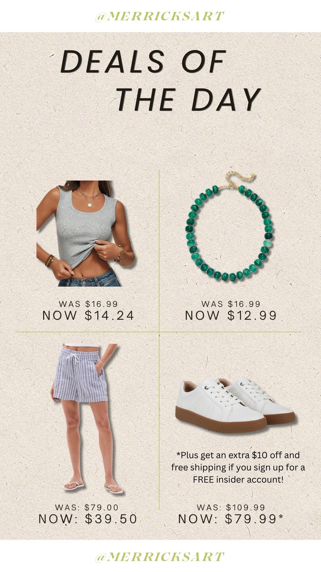 Deals of the day! Athleta linen shorts, a great necklace from Amazon, one of my favorite tanks for summer, and perfect white sneakers for summer