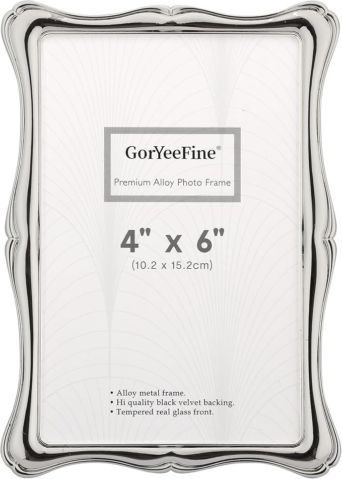 4x6'' Premium Alloy Silver Photo Frame - Luxury Display with Real Glass and Velvet Backing,Hi End... | Amazon (US)