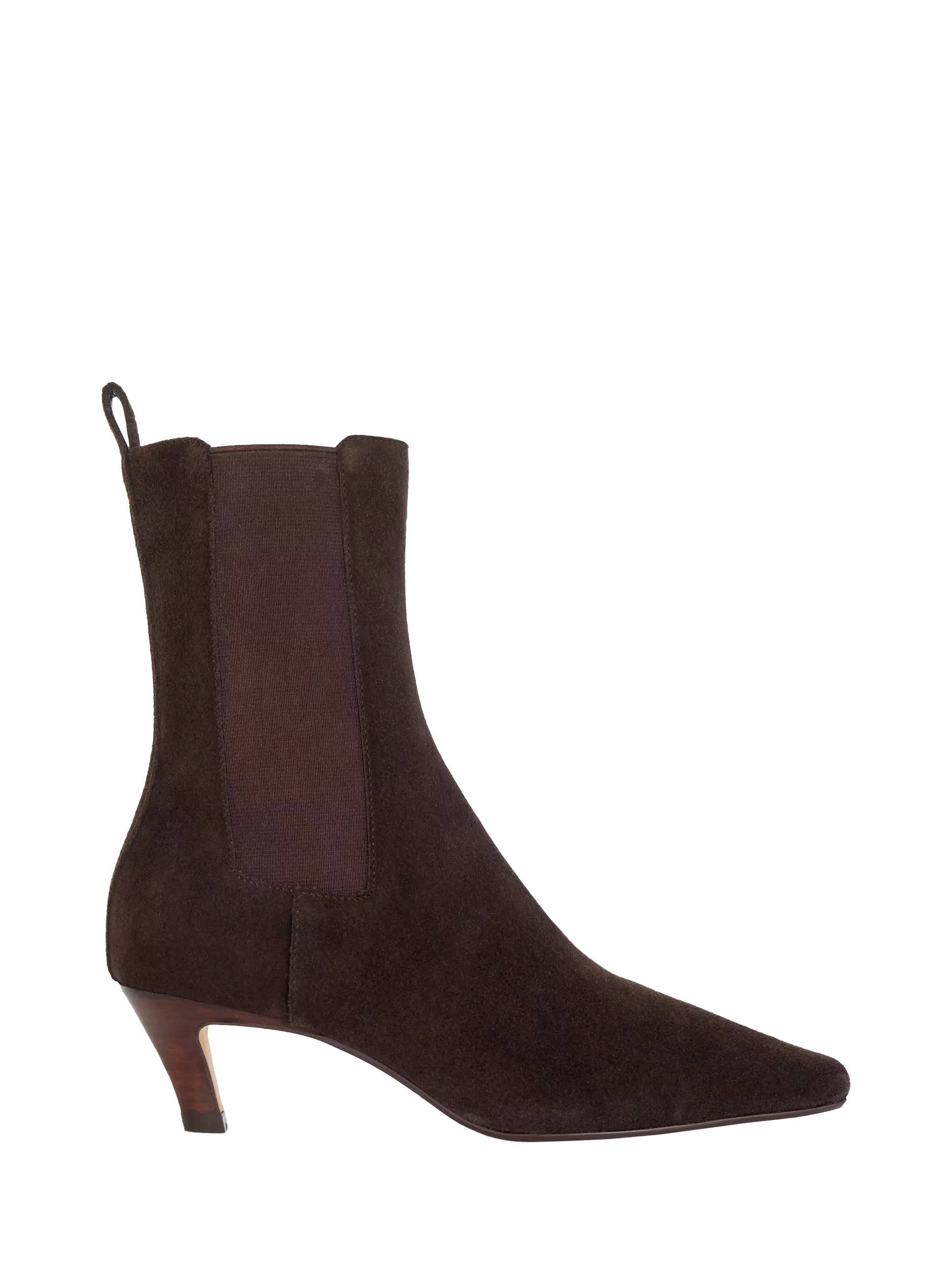 Dune London Odele Suede Pointed Heeled Ankle Boots, Brown | John Lewis (UK)